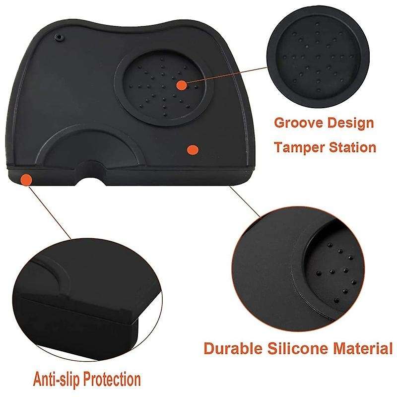 Silicone Espresso Mat, Black Coffee Tamper Mat Anti-slip Corner Tamping Pad for Barista Tool to You