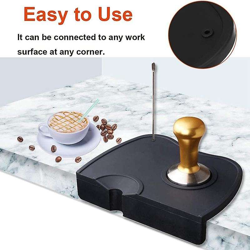 Silicone Espresso Mat, Black Coffee Tamper Mat Anti-slip Corner Tamping Pad for Barista Tool to You