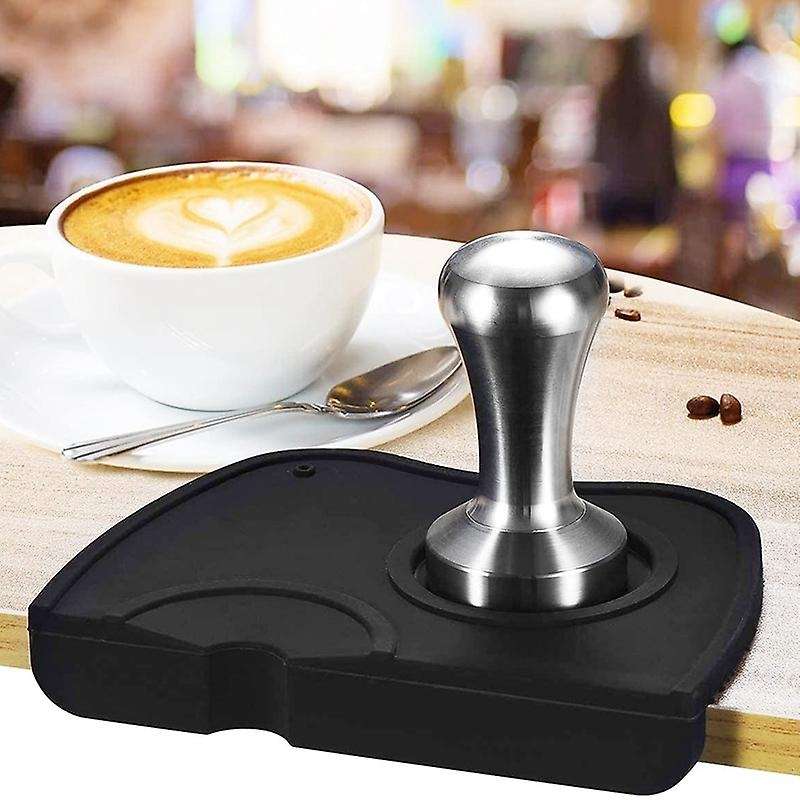 Silicone Espresso Mat, Black Coffee Tamper Mat Anti-slip Corner Tamping Pad for Barista Tool to You