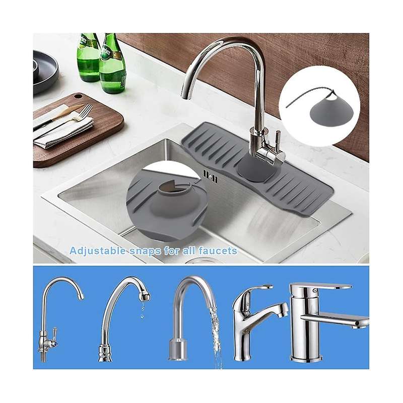 Silicone Faucet Mat Kitchen for Sink Sponge Drain Rack Adjustable Sink Mat Bathroom Countertop Prot