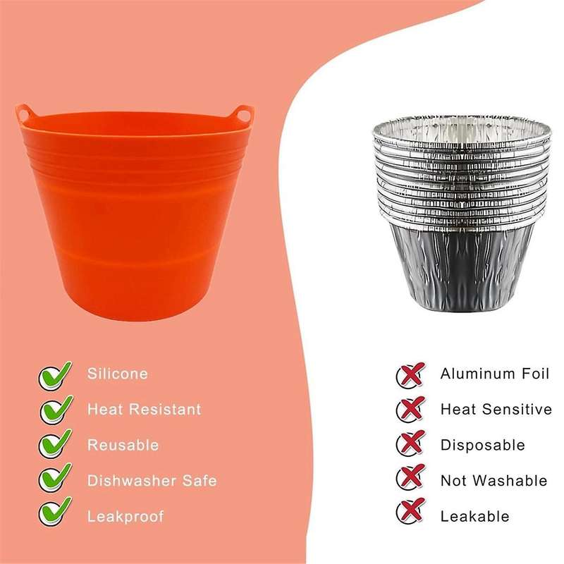 Silicone Grease Bucket Liners for / Pellet Smoker Grill, Reusable Grill Drip Tray Bucket Liner