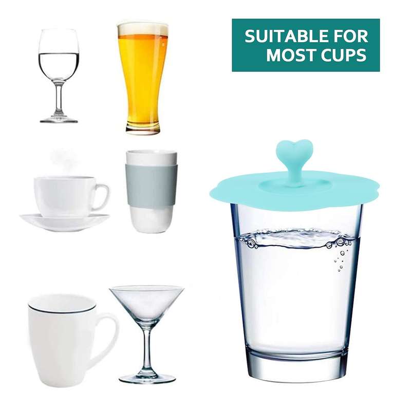 Silicone Glass Cup Covers,6Pcs Silicone Cup Lids Reusable Anti-Dust Cup Covers Cute Coffee Tea Mug C