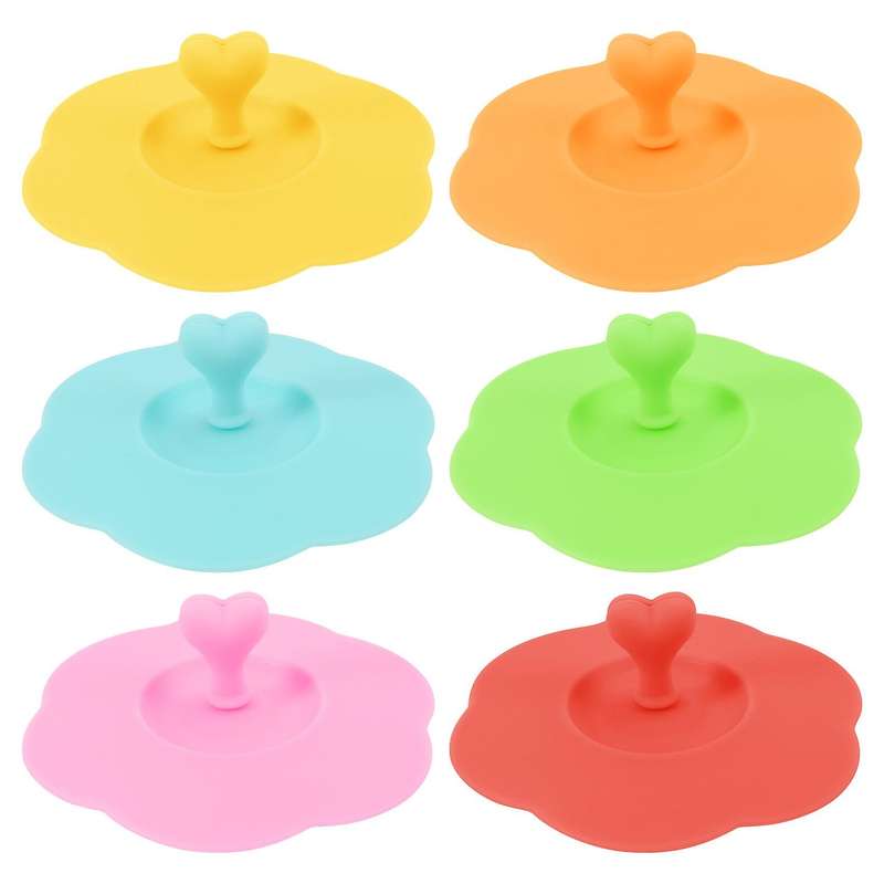Silicone Glass Cup Covers,6Pcs Silicone Cup Lids Reusable Anti-Dust Cup Covers Cute Coffee Tea Mug C