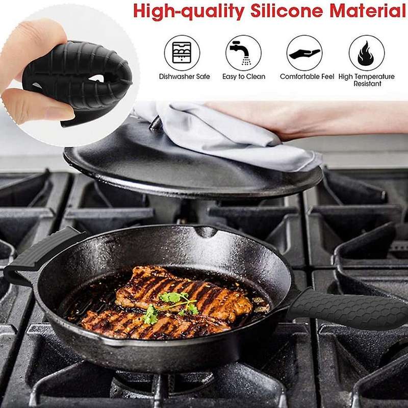 Silicone Hot Handle Holder Cover Set Assist Pan Handle Sleeve Potholders Cast Iron Skillets Handles