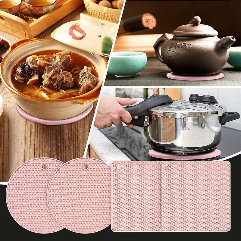 Silicone Honeycomb Pattern Pot Holders, Coasters, Silicone Oven Gloves Non- Pot Holders for Pot Lid
