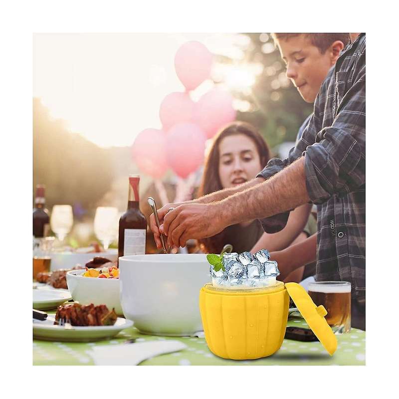 Silicone Ice Bucket Pumpkin Shaped Ice-cube Maker with Lid Ice-cube Mold Tray for Chilling Beer Dri