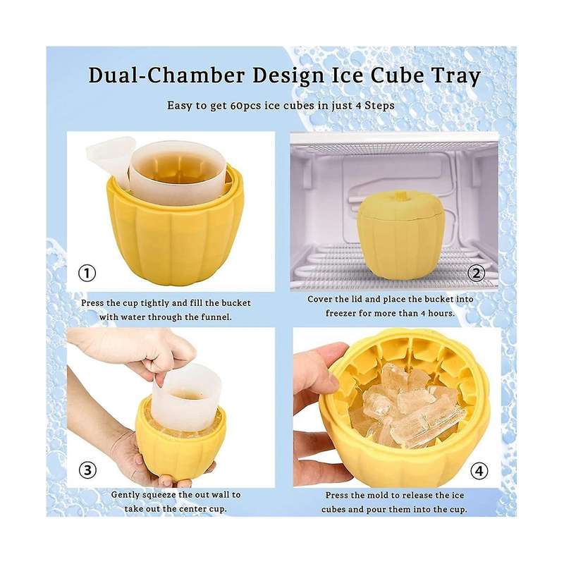 Silicone Ice Bucket Pumpkin Shaped Ice-cube Maker with Lid Ice-cube Mold Tray for Chilling Beer Dri