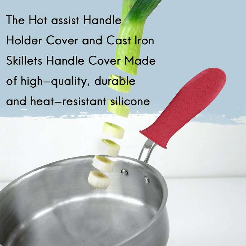 Silicone Hot Handle Holder Assist Handle Holder Iron Handle Cover Pot Sleeve Grip Handle (red)