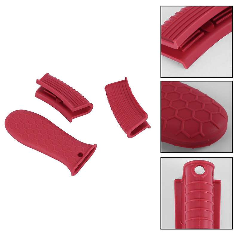 Silicone Hot Handle Holder Assist Handle Holder Iron Handle Cover Pot Sleeve Grip Handle (red)