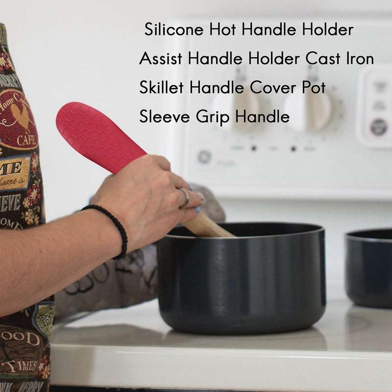 Silicone Hot Handle Holder Assist Handle Holder Iron Handle Cover Pot Sleeve Grip Handle (red)