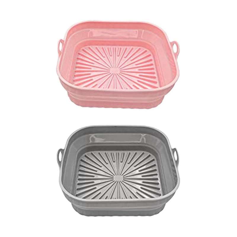 Silicone Liners, Square Reusable Liners Foldable, Accessories, 2 Pack Pink and Grey