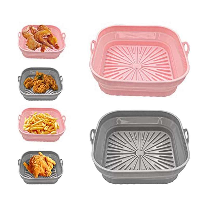 Silicone Liners, Square Reusable Liners Foldable, Accessories, 2 Pack Pink and Grey