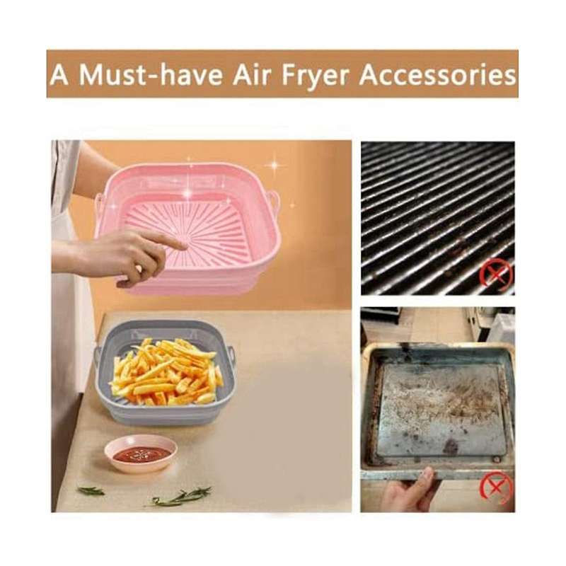 Silicone Liners, Square Reusable Liners Foldable, Accessories, 2 Pack Pink and Grey