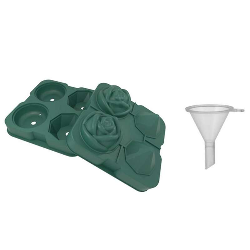 Silicone Ice Square Tray Diamond Shape 4-Cavity Ice Cream Maker Mould Rose Shaped Ice Hockey Mould M