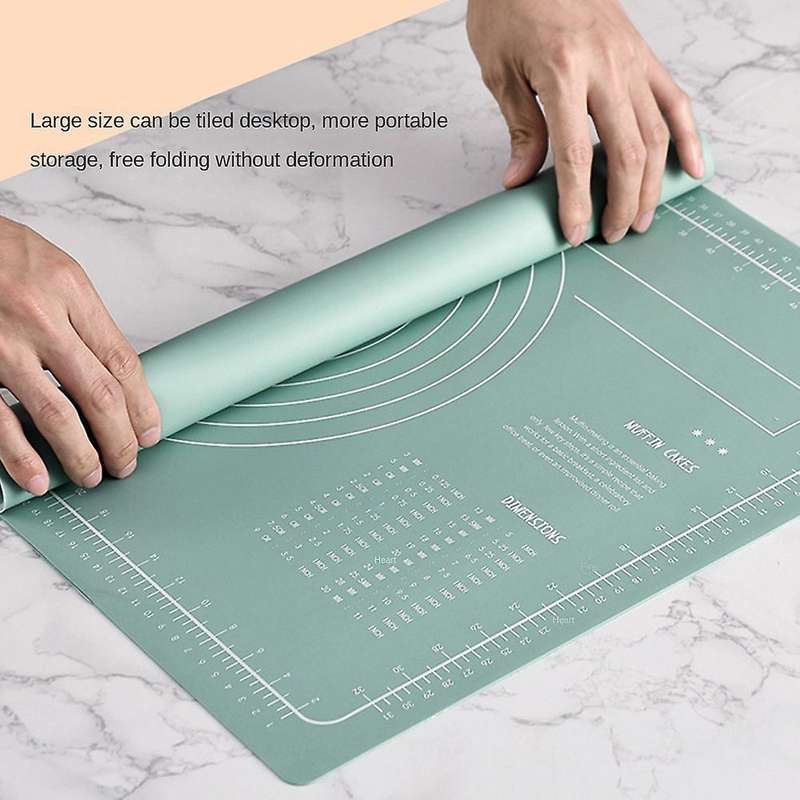 Silicone Kneading Pad Sheet Rolling Pin Baking Tool Green
