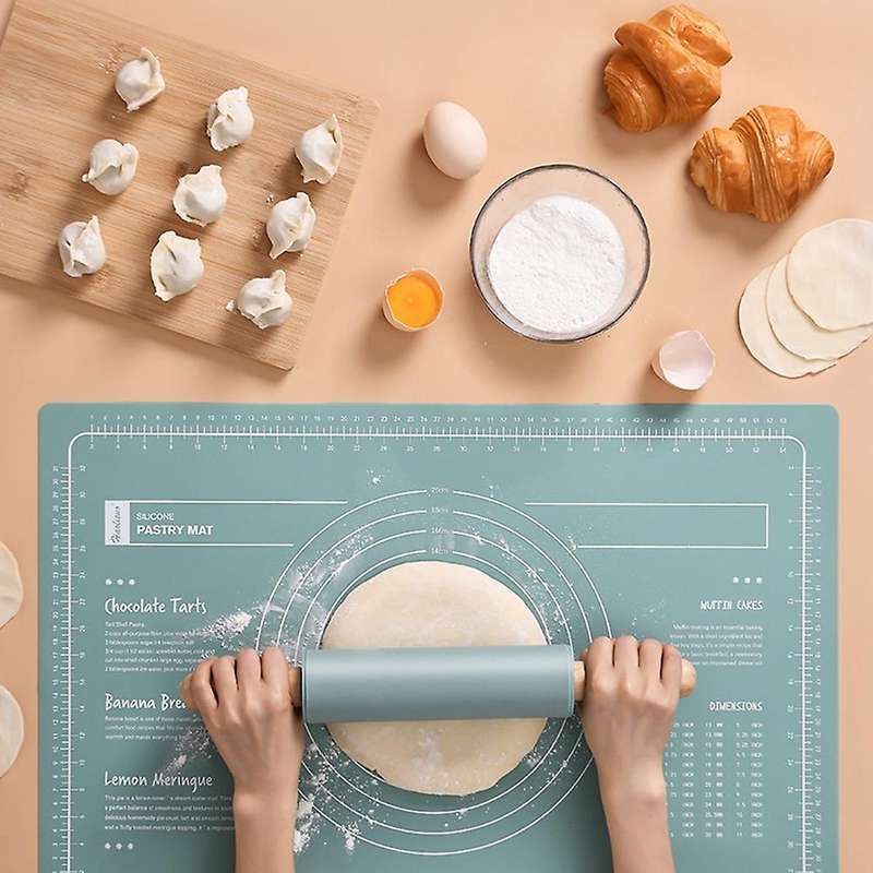 Silicone Kneading Pad Sheet Rolling Pin Baking Tool Green