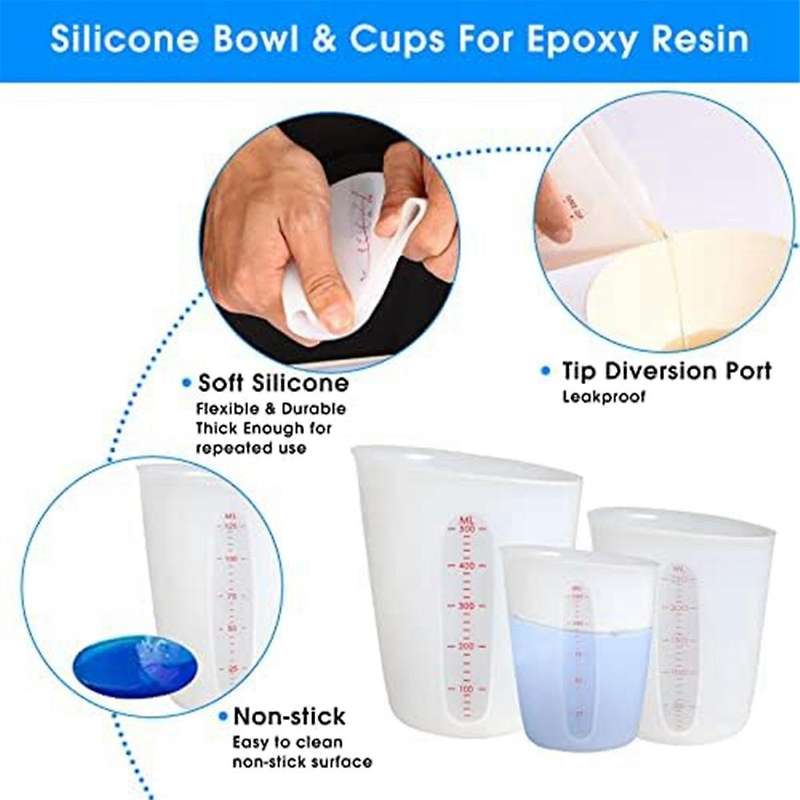 Silicone Measuring Cups Flexible Melting Measure Cups for Chocolate, Epoxy Resin Butter, Squeeze Pou