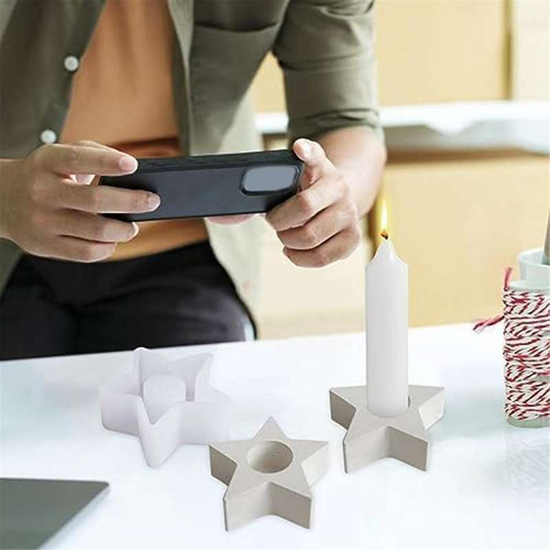 Silicone Mould Candle Holder, Holiday Mould Candle Holder, DIY Silicone Candle Moulds Stars, Resin H