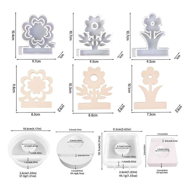 Silicone Mould Candle Holder, Silicone Moulds Casting Moulds, Spring Flowers Silicone Casting Mould,