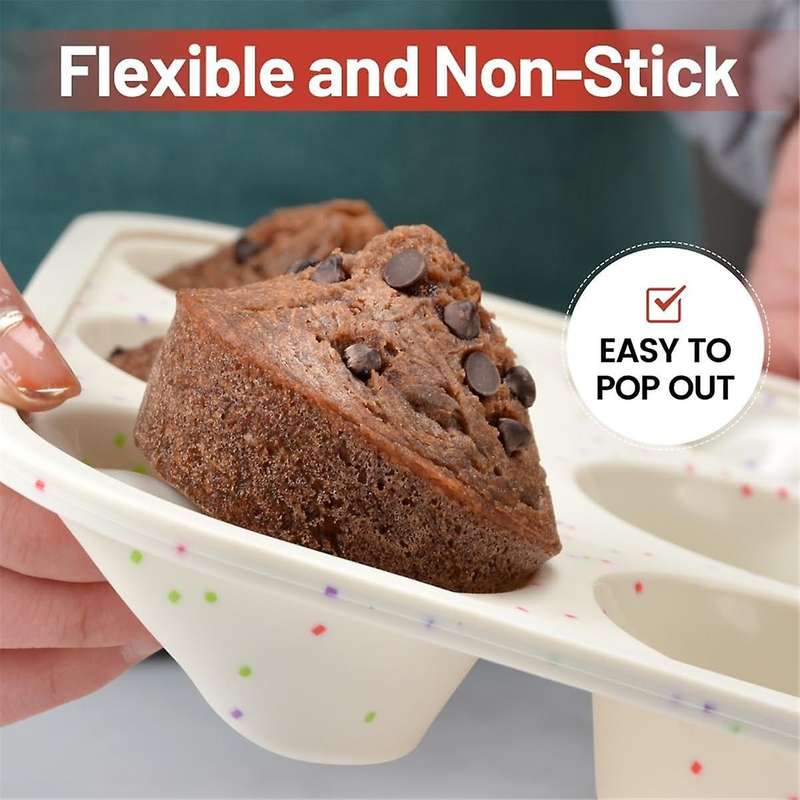 Silicone Muffin Pan, Metal Reinforced Frame Cupcake Pan 12 Cups Regular
