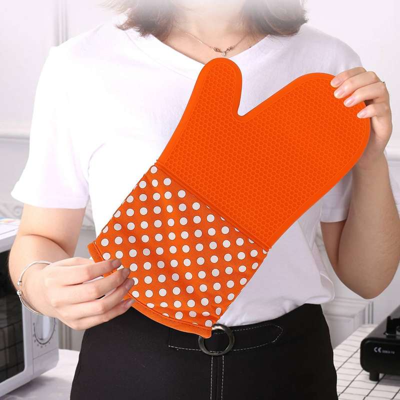 Silicone Oven Gloves and Pot Holder Set, Oven Gloves and Silicone Saucer, Anti-slip Heat Resistant
