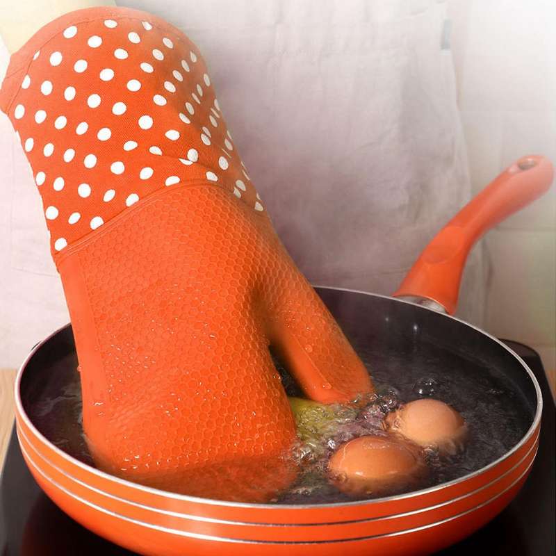 Silicone Oven Gloves and Pot Holder Set, Oven Gloves and Silicone Saucer, Anti-slip Heat Resistant