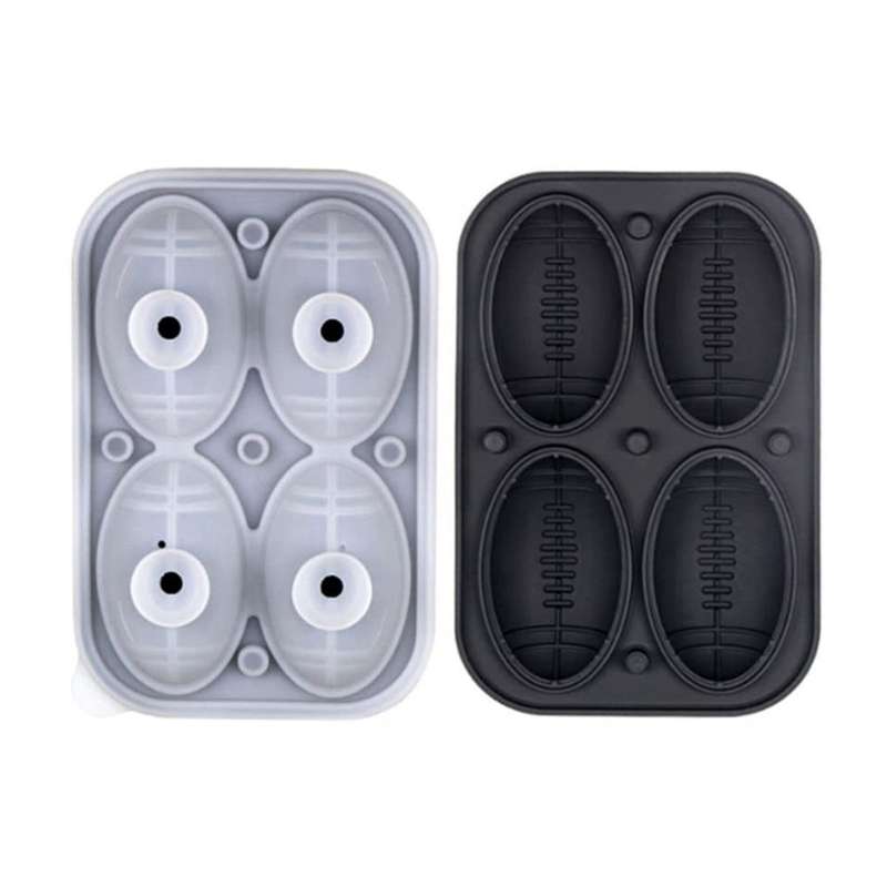 Silicone Rugby Ice Tray Shape Whisky Ice Ball Maker Hockey Mold Cube Freezer Ice Box Kitchen Tool