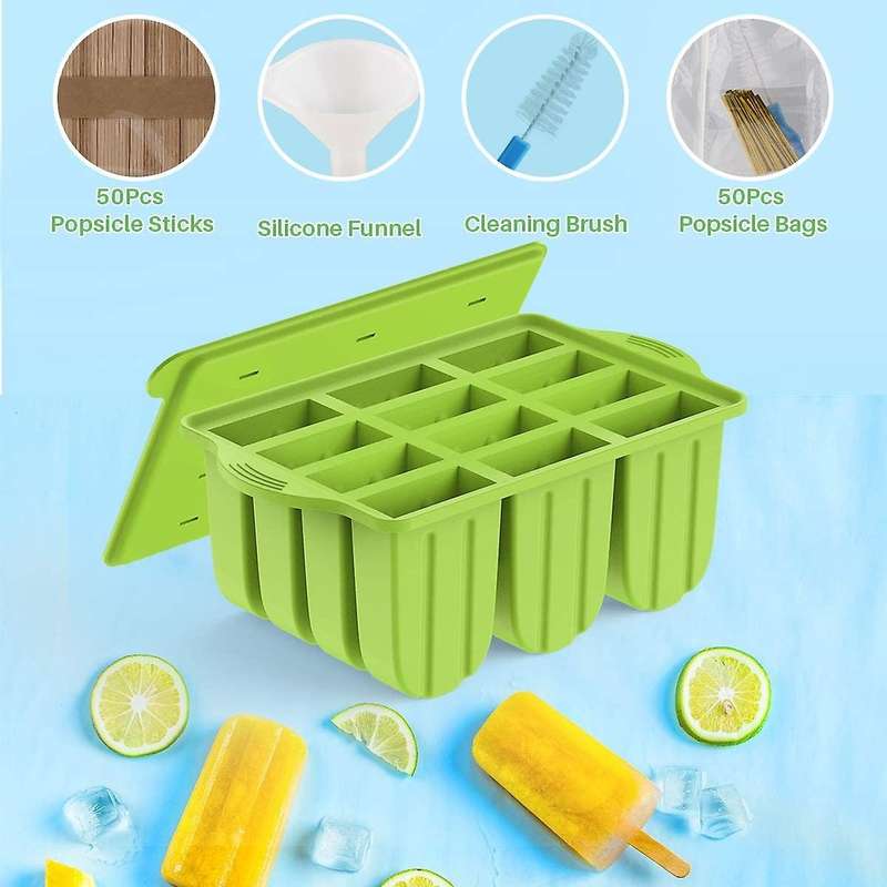 Silicone Popsicle Mold,frozen Popsicle Mold Maker for Popsicle Ice Cream Diy,with 50pcs Popsicle St