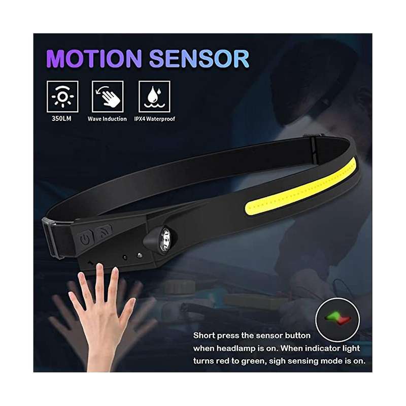 Silicone Sensor Headlight Type-c Rechargeable White Light Outdoor Running and Fishing Cob Headlight