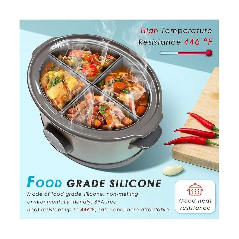 Silicone Slow Cooker Liners Fit 6qt, Reusable Slow Cooker Divider Liner, Dishwasher Cooking Liner