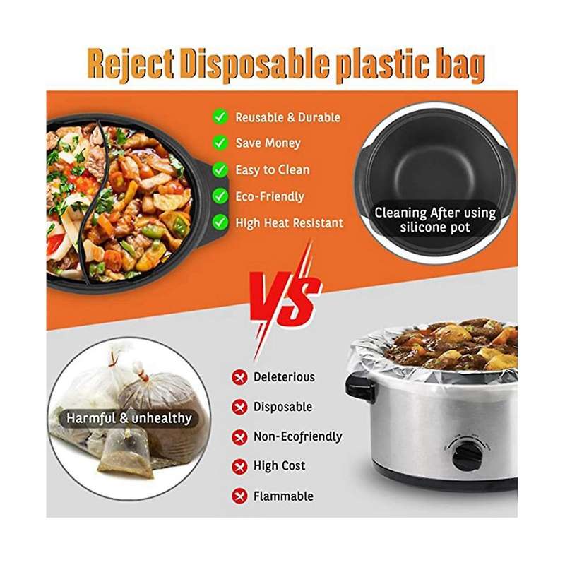 Silicone Slow Cooker Divider, Slow Cooker Accessories Cooking Liner for Most 6-8 Qt Oval Shape Slow