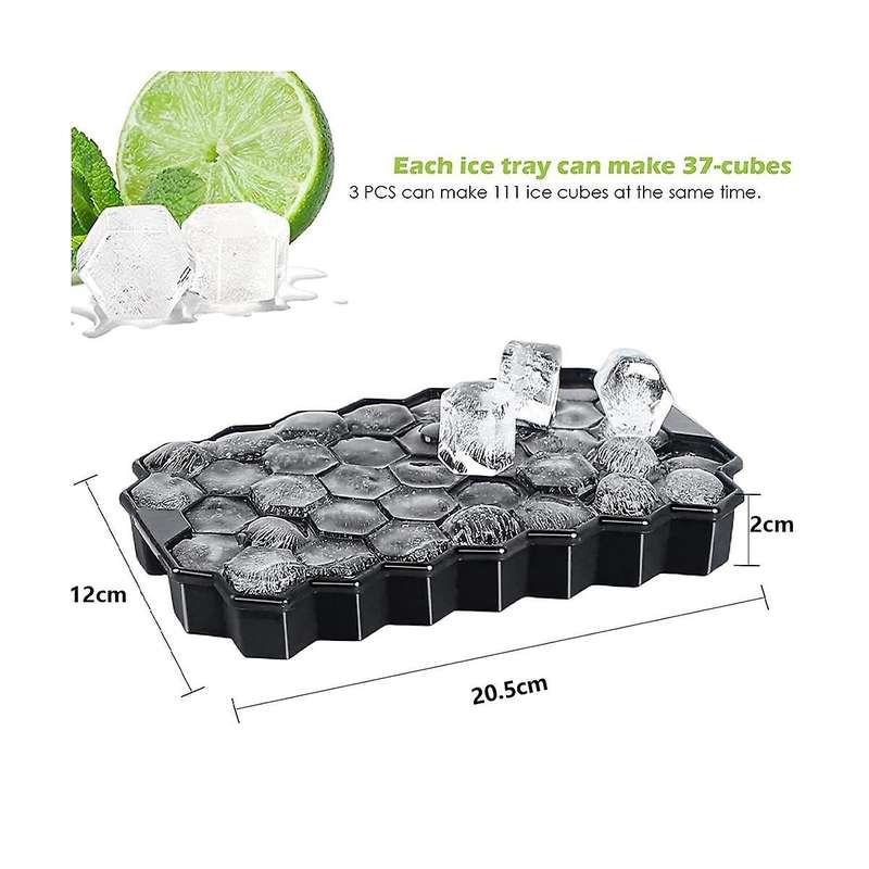 Silicone Small Ice-cube Trays with Removable Lid, Easy-release & Flexible Hexagonal 37-ice-cube Mo