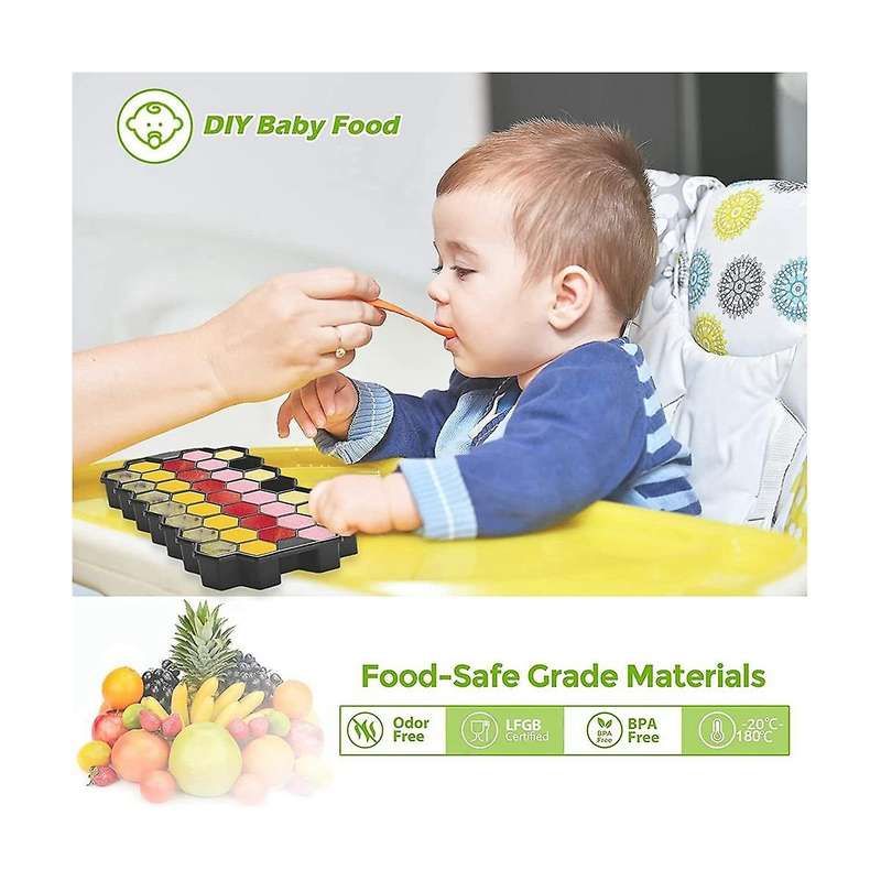 Silicone Small Ice-cube Trays with Removable Lid, Easy-release & Flexible Hexagonal 37-ice-cube Mo