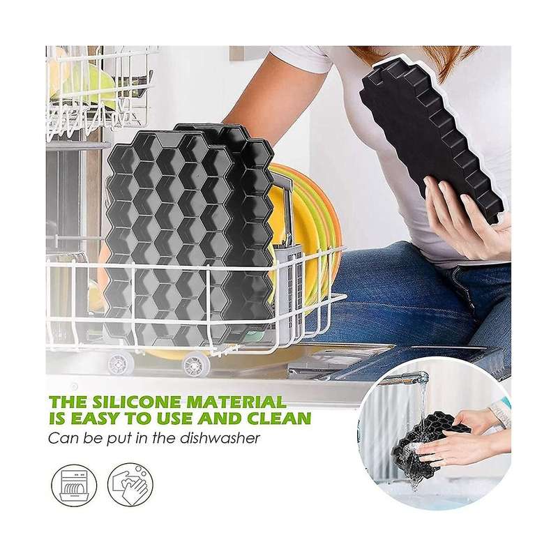 Silicone Small Ice-cube Trays with Removable Lid, Easy-release & Flexible Hexagonal 37-ice-cube Mo