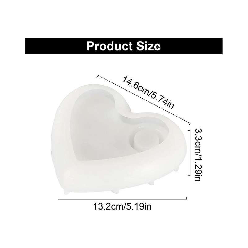 Silicone Shape Candle Holder Heart -shaped Silicone Shapes Epoxy Resin for Candlestick Tray Jewelry