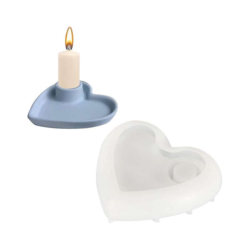 Silicone Shape Candle Holder Heart -shaped Silicone Shapes Epoxy Resin for Candlestick Tray Jewelry