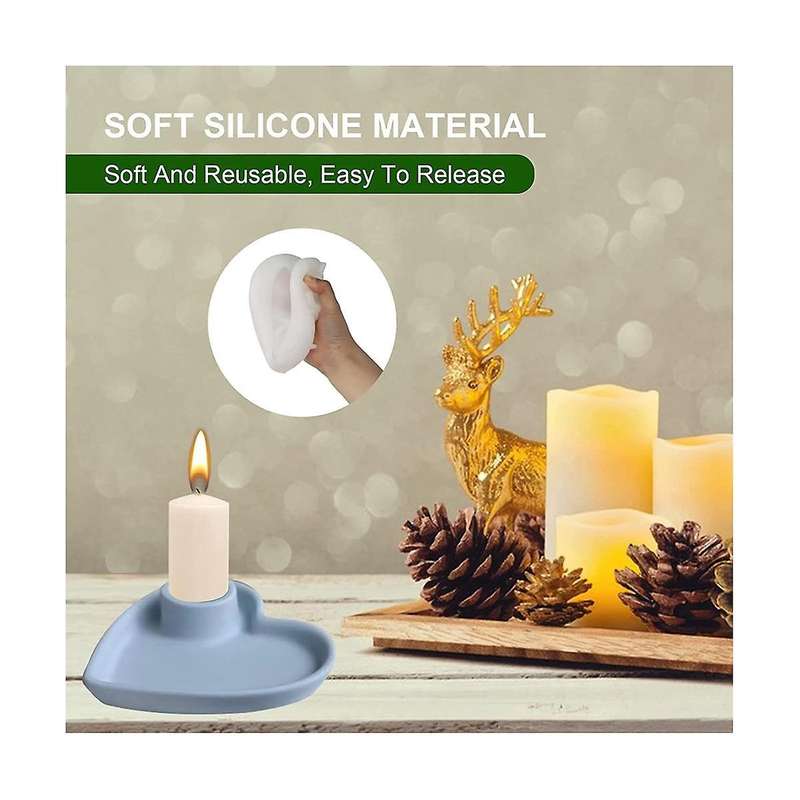Silicone Shape Candle Holder Heart -shaped Silicone Shapes Epoxy Resin for Candlestick Tray Jewelry