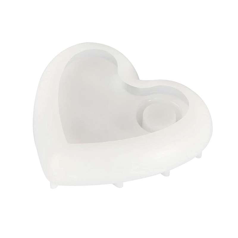 Silicone Shape Candle Holder Heart -shaped Silicone Shapes Epoxy Resin for Candlestick Tray Jewelry