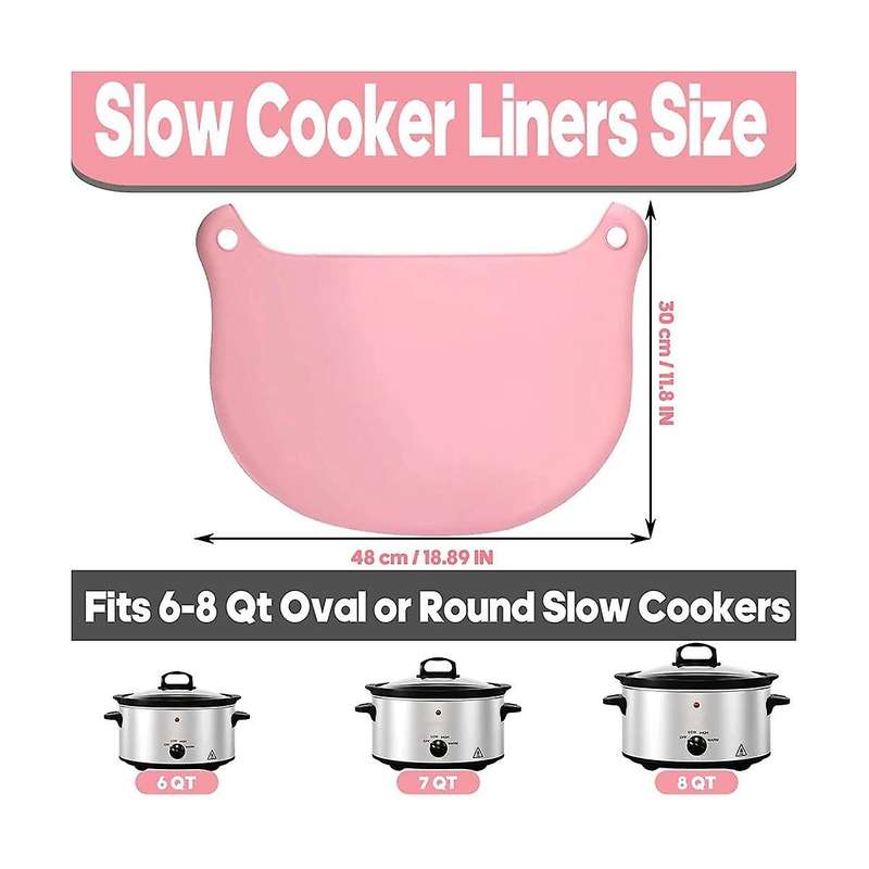 Silicone Slow Cooker Liners, Reusable Slow Cooker Divider Fit 6 7 8 Quarts Oval Round Pot Slow Cook