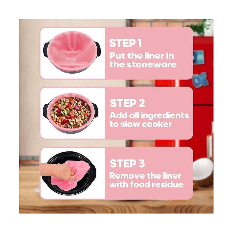 Silicone Slow Cooker Liners, Reusable Slow Cooker Divider Fit 6 7 8 Quarts Oval Round Pot Slow Cook