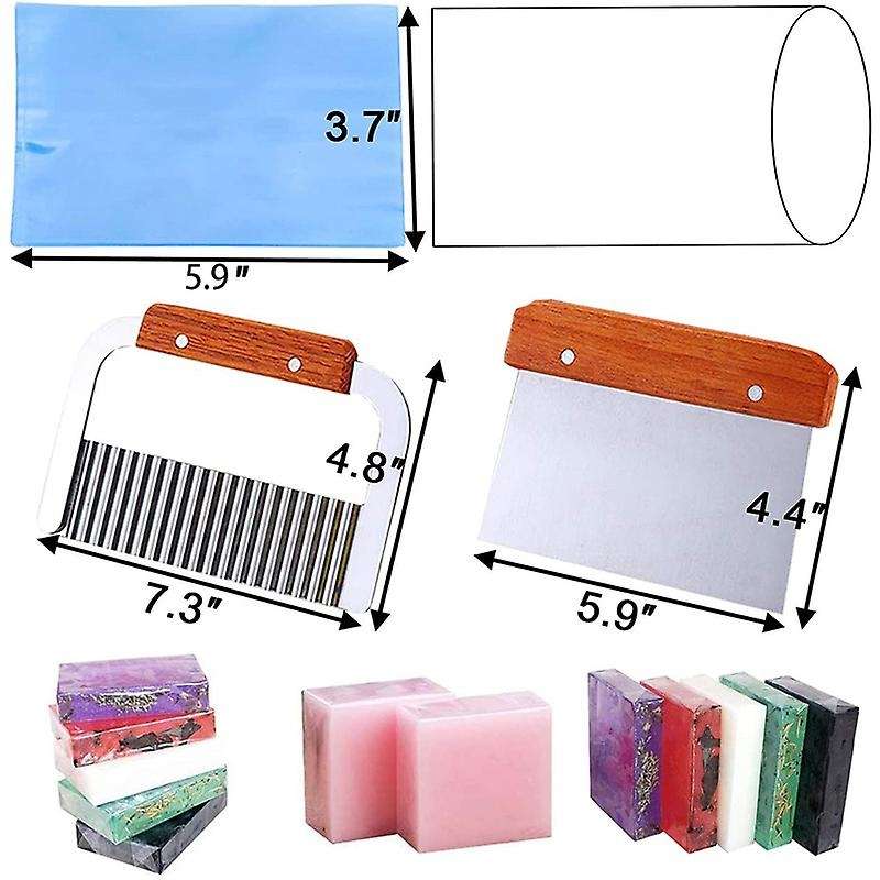 Silicone Soap Kit Wooden Silicone Soap Rectangular Mold, Wavy Straight Scraper for Soap Cake Making