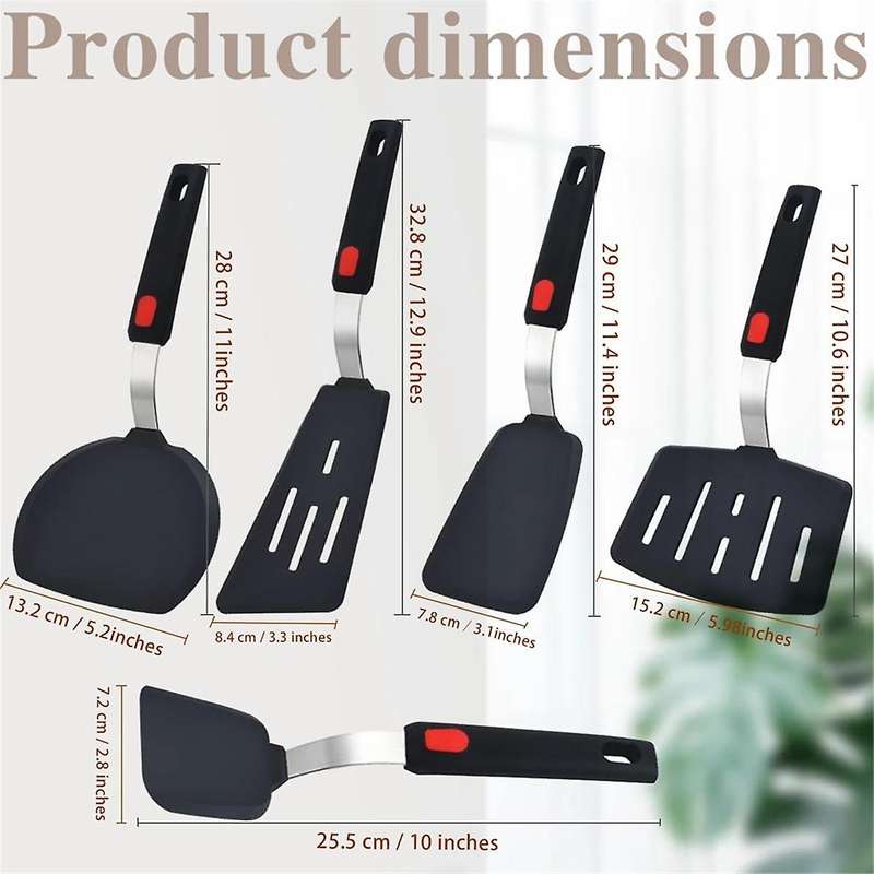 Silicone Spatula, 5-pack Spatulas Silicone Set for Nonstick Cookware, Heat Resistant Kitchen Cooking