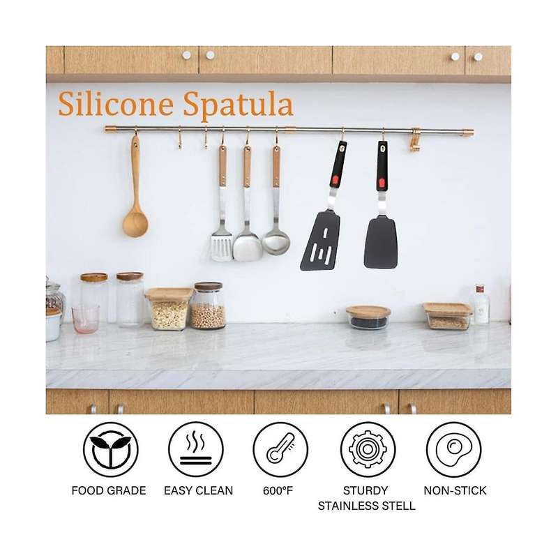 Silicone Spatula 2, 600F Heat Resistant Cooking Spatulas for Cookware, Kitchen Utensils Use Spatul