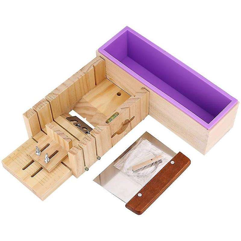 Silicone Soap Mold with Wood Box, Rectangular Loaf Silicone Soap Straight Knife for Soap Making Supp