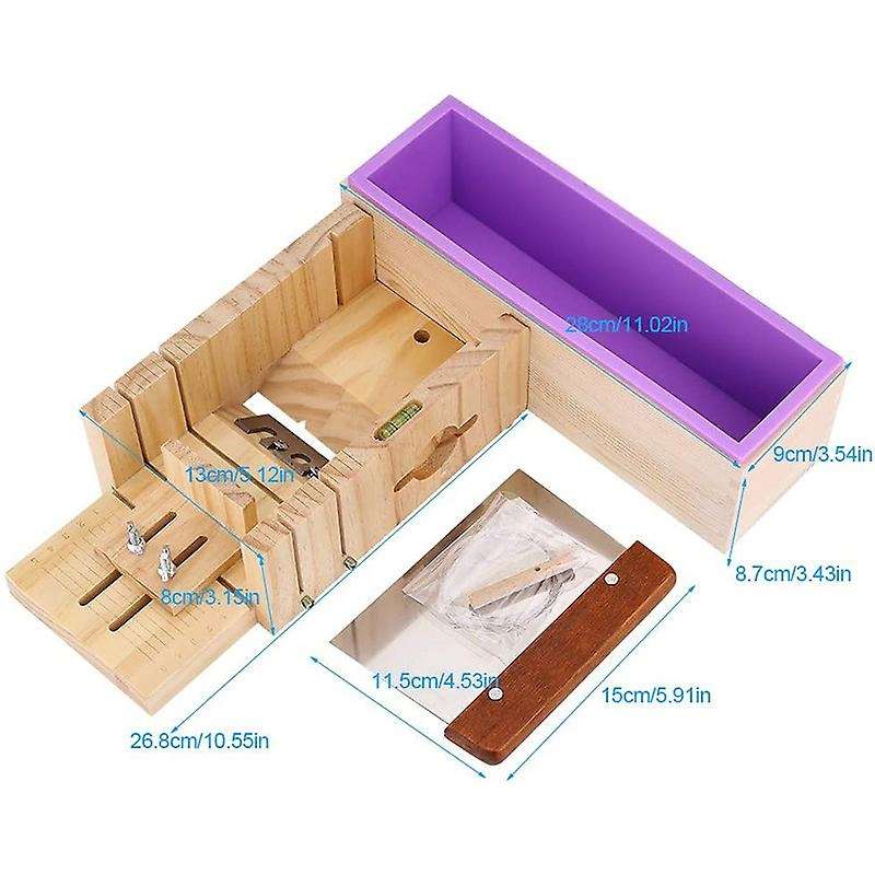 Silicone Soap Mold with Wood Box, Rectangular Loaf Silicone Soap Straight Knife for Soap Making Supp