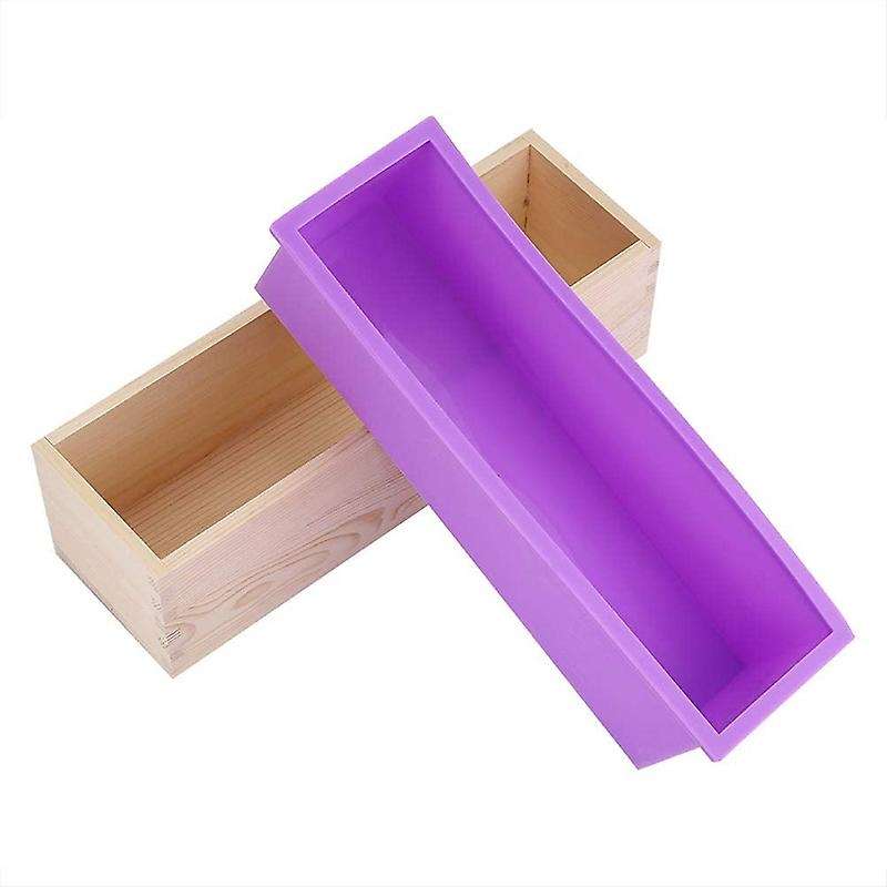 Silicone Soap Mold with Wood Box, Rectangular Loaf Silicone Soap Straight Knife for Soap Making Supp