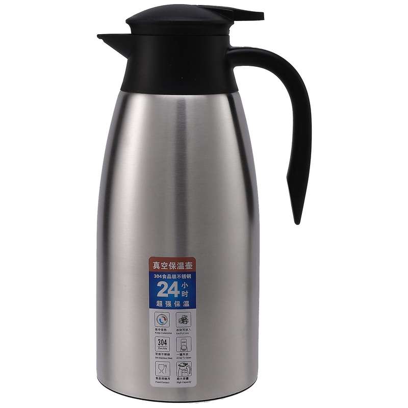 Silver 304 Stainless Steel 2l Thermal Flask Vacuum Insulated Water Pot Coffee Tea Milk Jug Thermal