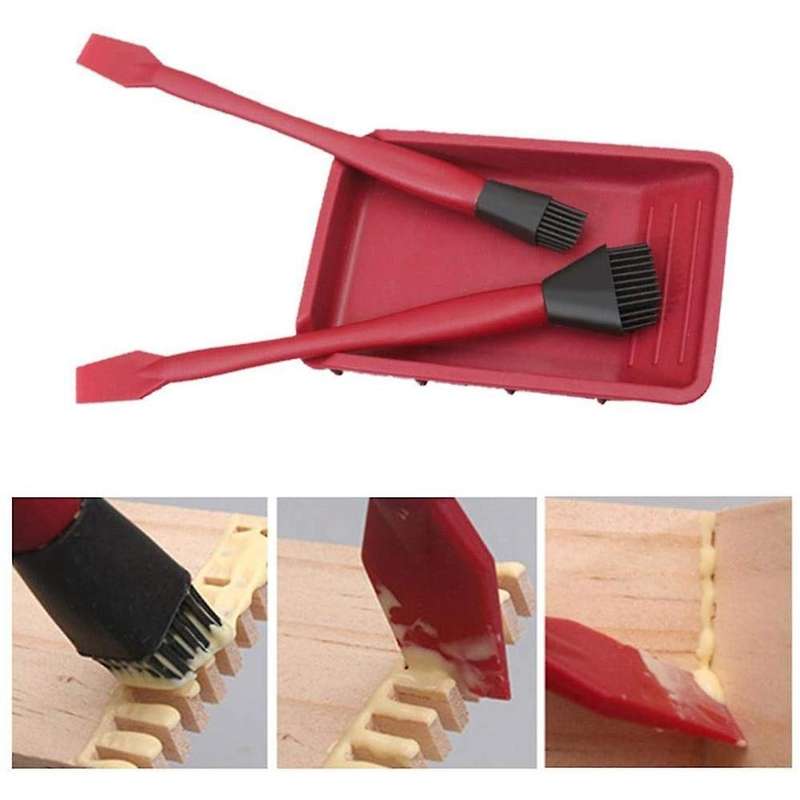 Silicone Wood Brush Kit 4 Pieces Woodworking with Silicone Brush and Tray for Floor Corner Bathroom