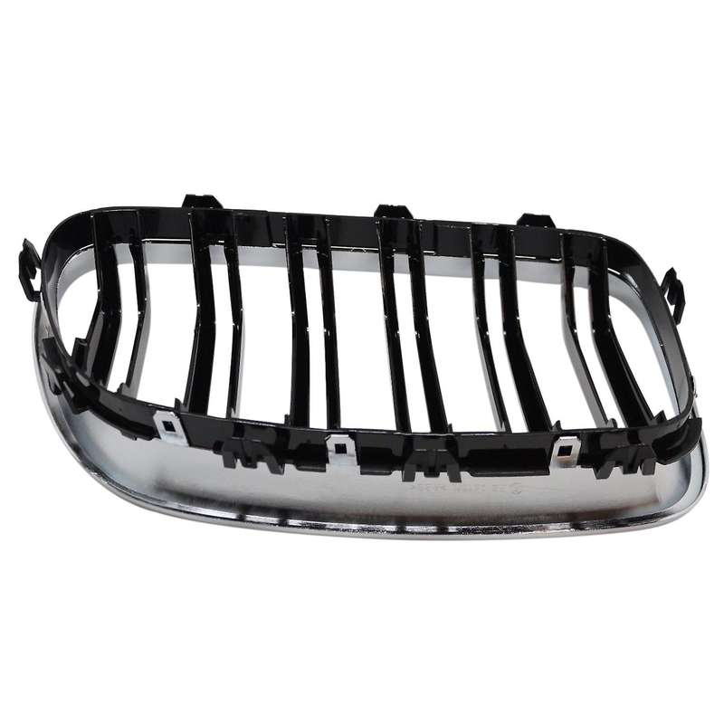 Silver + black Dual Fin Front Grille Grill Hood Nose for F10 F11 5 2010-2015