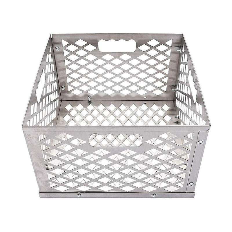Silver 5279338p04 Stainless Steel Offset Smoker Charcoal Firebox Basket, Silver Charcoal Basket, Fir